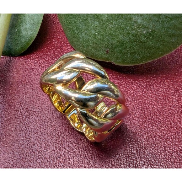 Vintage Cuban Link  Ring, Gold Chain Band Ring - Picture 1 of 10
